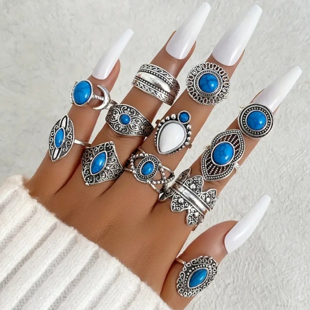 12 Pcs Boho Style Rings
